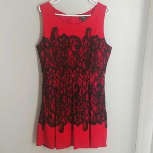 Le Chateau Ladies Red & Black Lace Sleeveless Dress